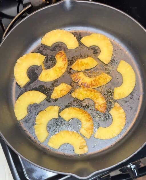 Frying pineapple