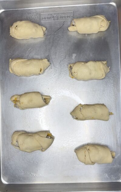 Breakfast Sausage Crescent Roll Ups before baking